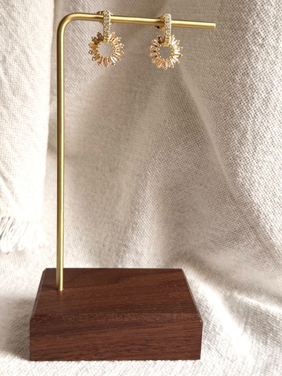 Jewelry - NEW! Gold Plated Champagne Crystal Earrings - Women Jewelry